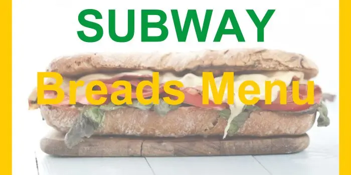 Subway Breads Menu